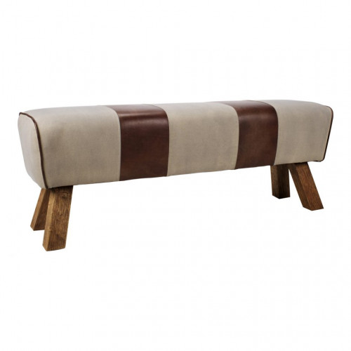 Canvas & Leather Stripe Pommel Bench