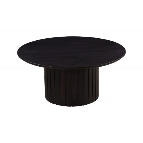 Round Black Acacia Wood Pillar Base Coffee Table