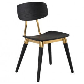 Black Oak & Gold Accent Dining Chair