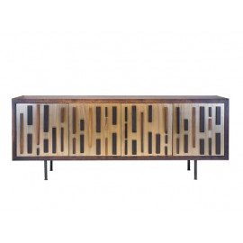 Modern Mid Century Golden Bronze Eclectic Front Sideboard Cabinet