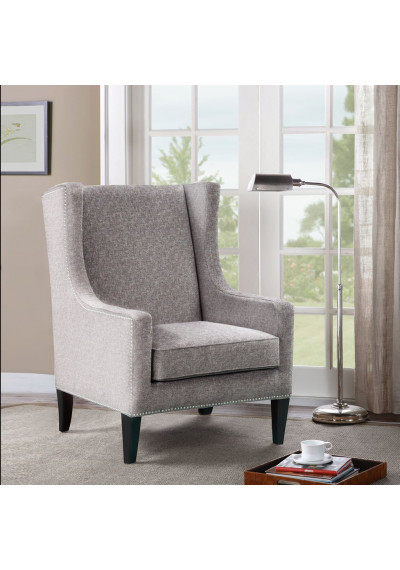 Classic Grey Wing Backed Accent Chair