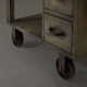 Industrial Metal Accent Table on Wheels