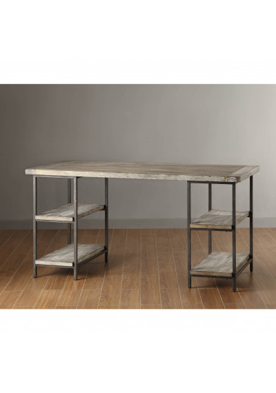 Industrial Style Metal & Wood Open Desk