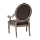 Dark Grey Oval Back Reclaimed Wood Arm Dining Chair