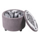 Grey Fabric Round Storage Ottoman Footstool