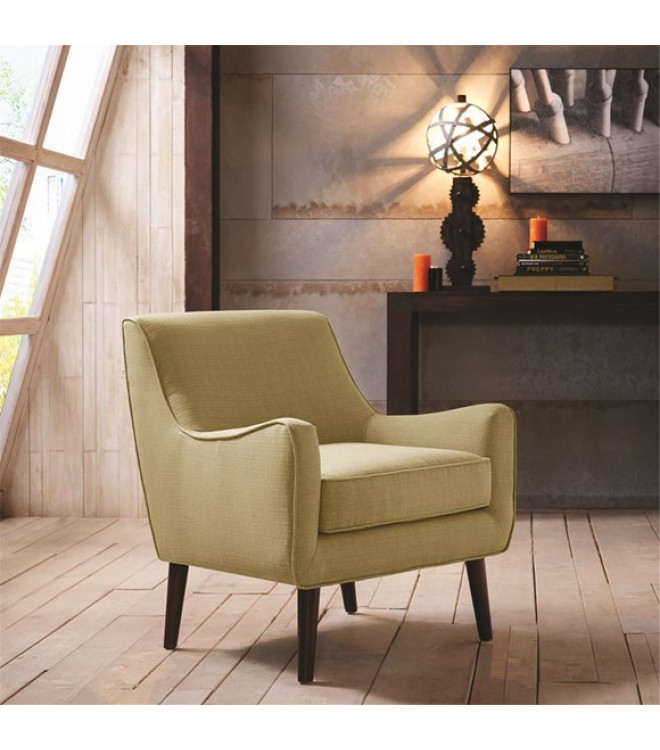 Green Chartreuse Mid Century Accent Chair, Green Accent Chair With Arms