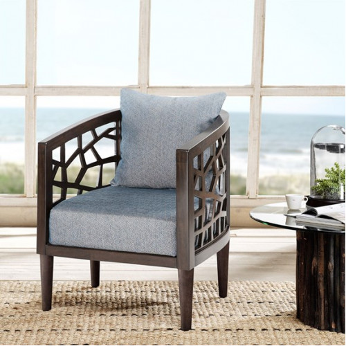 Cracked Design Accent Chair Grey Blue Fabric