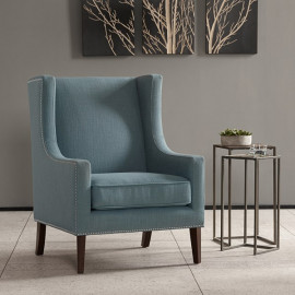 Blue Wing Backed Parlor Chair