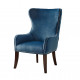 Blue Button Tufted Back Wing Chair