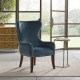 Blue Button Tufted Back Wing Chair