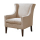 Cream Fabric Flip Wing Accent Chair 