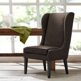 Charcoal Grey High Back Dining Chair Nail Detailing