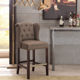 Dark Taupe Button Tufted Counter Bar Stool
