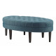 Blue Fabric Oval Coffee Table Ottoman Bench