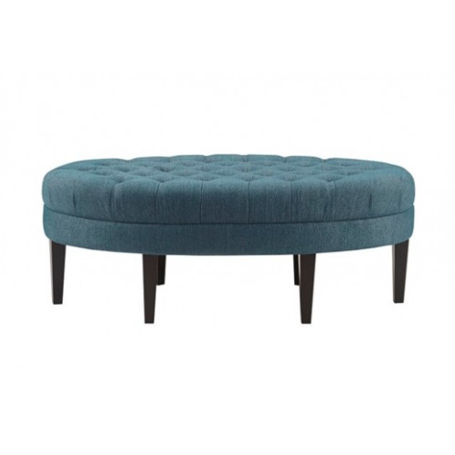 Blue Fabric Oval Coffee Table Ottoman Bench