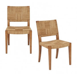 Natural Rush & Rubber Wood Dining Chair - Set 2