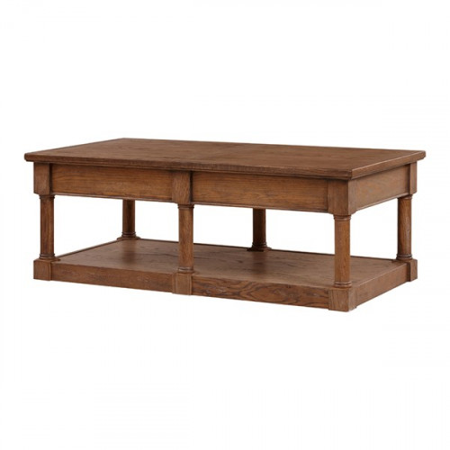 Traditional Style Bottom Shelf 6 Leg Coffee Table