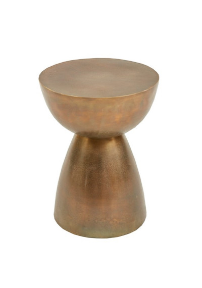Round Gold Brass Hourglass Shape Accent Table 
