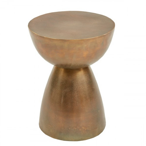 Round Gold Brass Hourglass Shape Accent Table 
