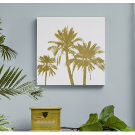 Gold Foiled Palm Trees on White Canvas Wall Art 