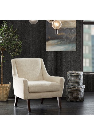 Cream Contemporary Modern Lounge Chair Dark Legs