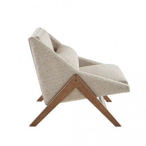 Beige Mid Century Boomerang Lounge Chair
