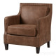 Brown Faux Leather Western Cabin Accent Chair