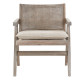Grey Aged Wood Finish Rattan Cane Back Accent Chair