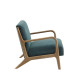 Dusty Teal Fabric & Elm Wood Finish Lounge Chair