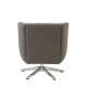 Brown Fabric Silver Base Mid Century Swivel Chair