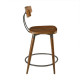 Wood & Metal Industrial Counter Bar Stool with Back