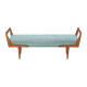 Mid Century Style Wood Frame & Blue Fabric Bench