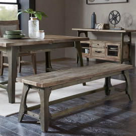 Industrial Wood & Metal Dining Bench