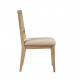 Light Wood Cane Insert Beige Fabric Dining Chair Set 2