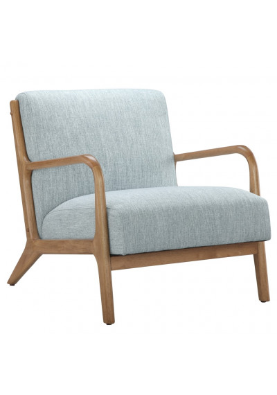 Light Blue Fabric & Elm Wood Finish Lounge Chair