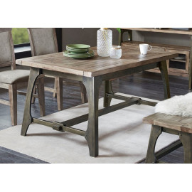 Industrial Rectangle Wood & Metal Extension Dining Table
