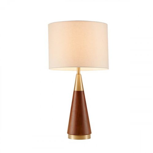 Wood Cone Shaped Gold Accents Table Lamp