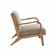 Tan Taupe Fabric & Elm Wood Finish Lounge Chair