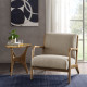 Tan Taupe Fabric & Elm Wood Finish Lounge Chair