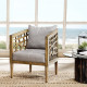 Cracked Design Carmel Wood Accent Chair Grey Fabric