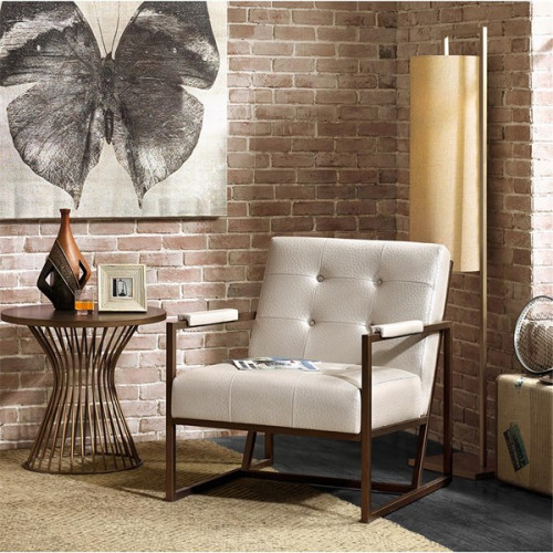 White Ostrich Eco Leather Embossed Lounge Chair