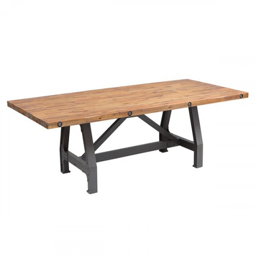 Industrial Rectangle Amber Wood & Metal Dining Table