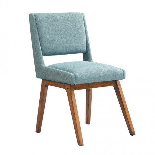 Retro Mid Century Light Blue Fabric Dining Chairs - Set 2