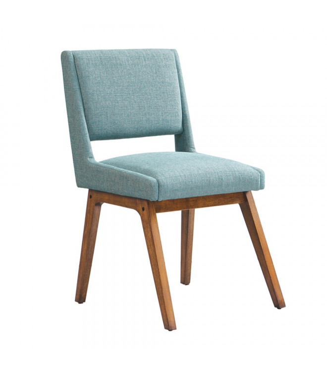 Retro Mid Century Light Blue Fabric, Light Blue Wooden Dining Chairs