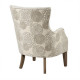 Beige Tufted Floral Backed Accent Chair