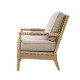 Light Grey Tan Fabric & Blonde Wood Spindle Lounge Chair