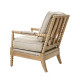 Light Grey Tan Fabric & Blonde Wood Spindle Lounge Chair