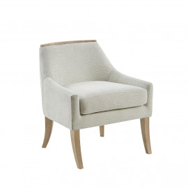 Off White Cream Geometric Print Fabric Accent Chair