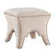 Empire Linen Color Silver Studded Footstool Ottoman 