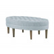 Light Dusty Blue Fabric Oval Coffee Table Ottoman Bench